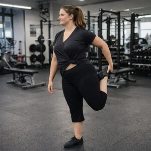 Active Zone Black Yoga Capri Leggings Cotton Stretch 5X NWT Athletic